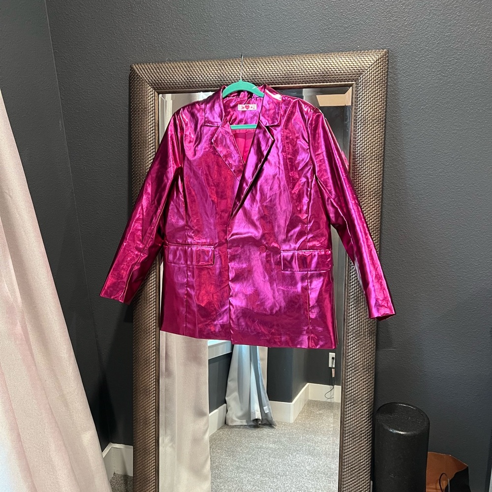 BuddyLove Avery Hot Pink Metallic Blazer - Picture 2 of 3